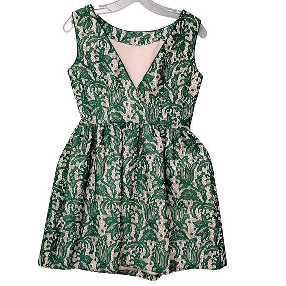 Zara Lace Overlay Fit and Flare Short Dress Size Small Sleeveless Side Zipper - Picture 7 of 15